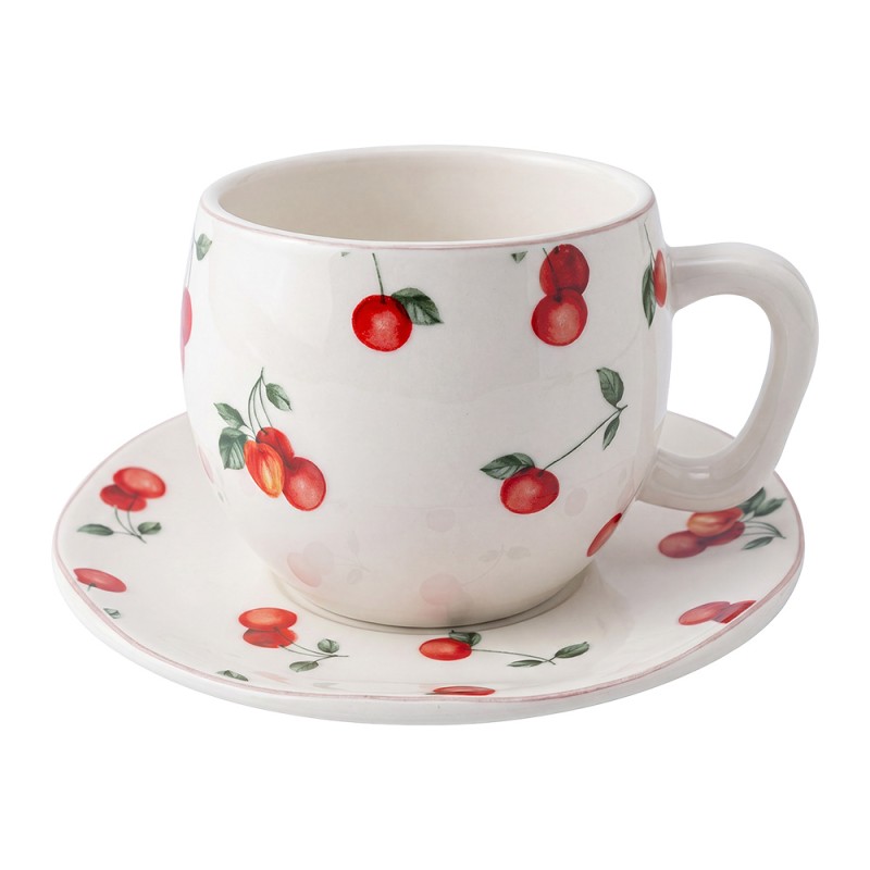 Clayre & Eef Tazza e piattino Bianco Ceramica