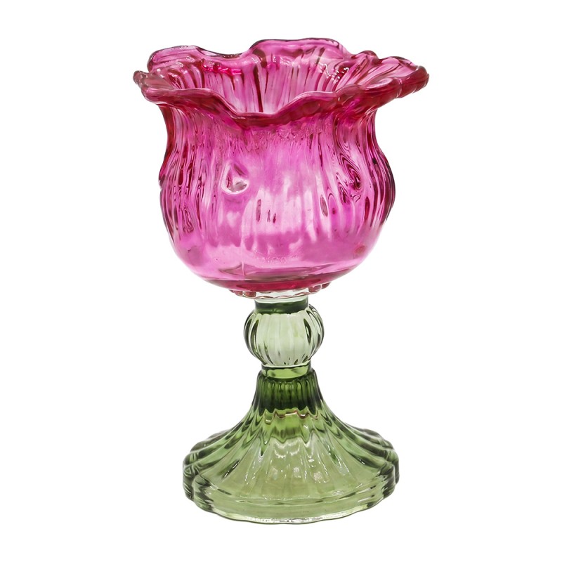 Clayre & Eef Teelichthalter Rosa Glas
