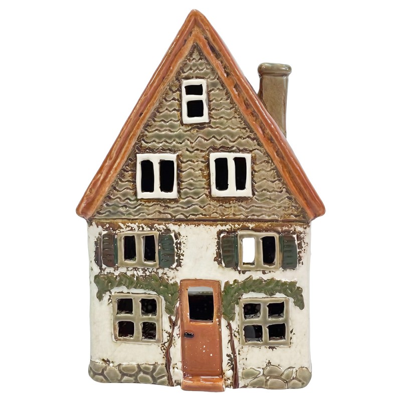 Clayre & Eef Teelichthalter Haus Beige Keramik