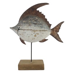 Clayre & Eef Image de décoration Poisson Blanc Bois