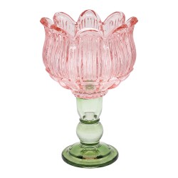Clayre & Eef Tealight Holder Pink Glass