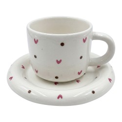Clayre & Eef Tazza e piattino Bianco Ceramica