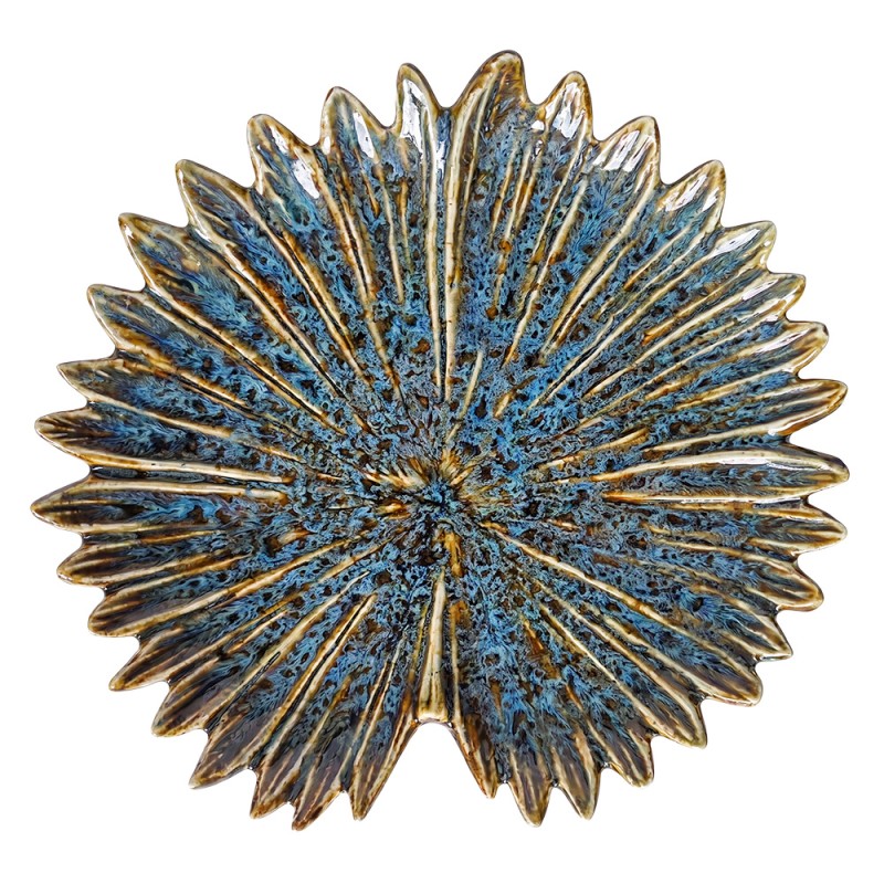 Clayre & Eef Decorative Bowl Flower Blue Ceramic
