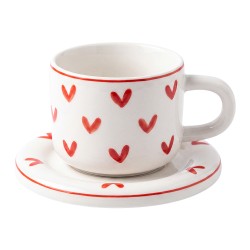 Clayre & Eef Tazza e piattino Bianco Ceramica