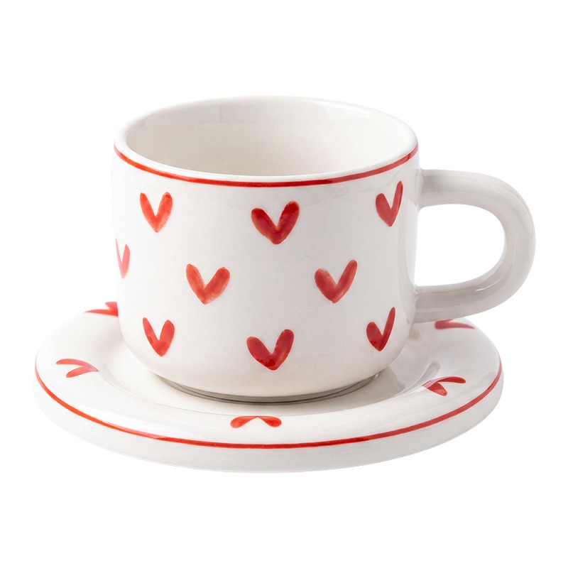 Clayre & Eef Tazza e piattino Bianco Ceramica