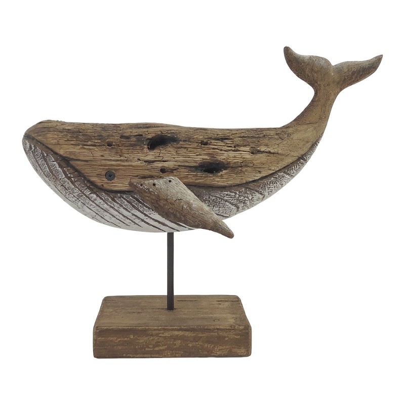 Clayre & Eef Decorative Figurine Whale Brown Wood
