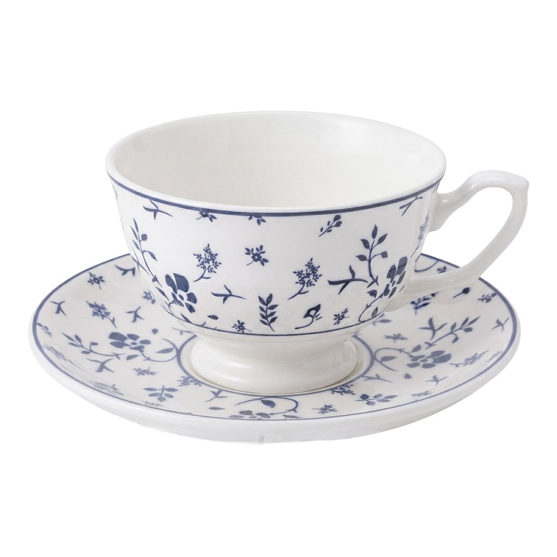 Clayre & Eef Tazza e piattino Bianco Ceramica