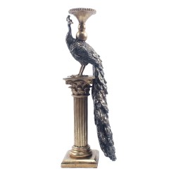 Clayre & Eef Candle holder Peacock Gold colored Plastic