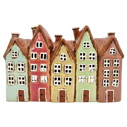 Clayre & Eef Tealight Holder House Brown Ceramic