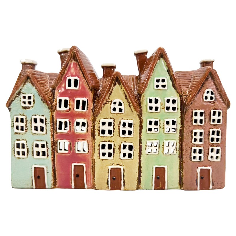 Clayre & Eef Tealight Holder House Brown Ceramic