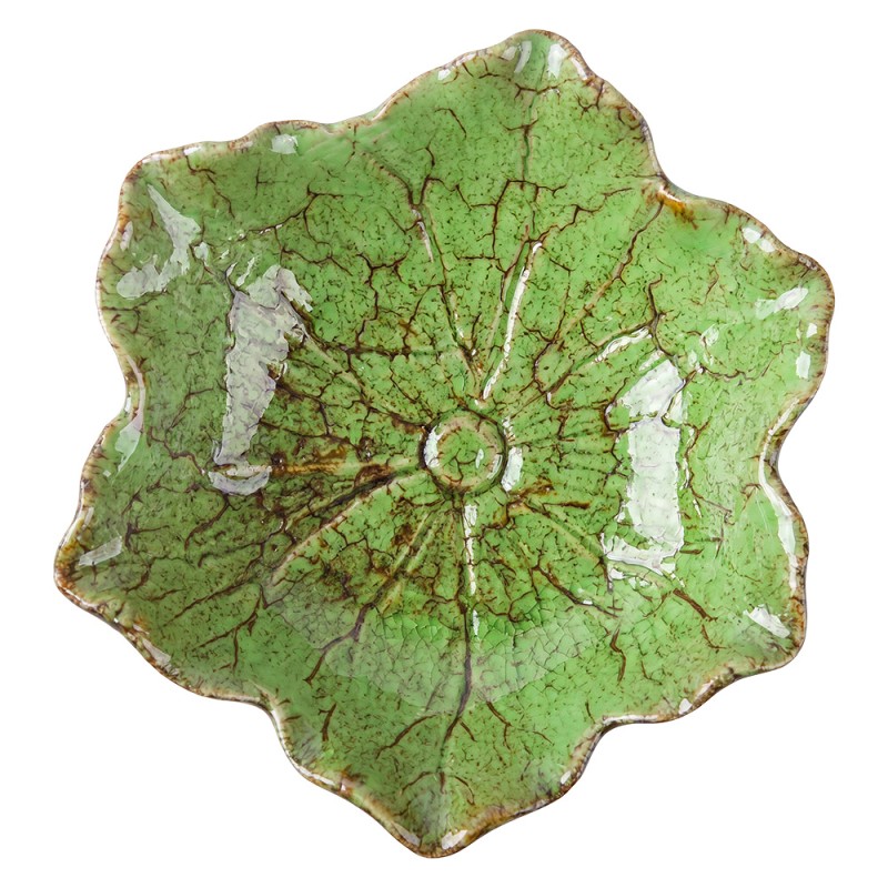 Clayre & Eef Decoratie schaal Bloem Groen Keramiek