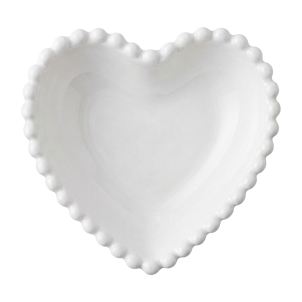 Clayre & Eef Decoratie schaal Hart Wit Keramiek afbeelding