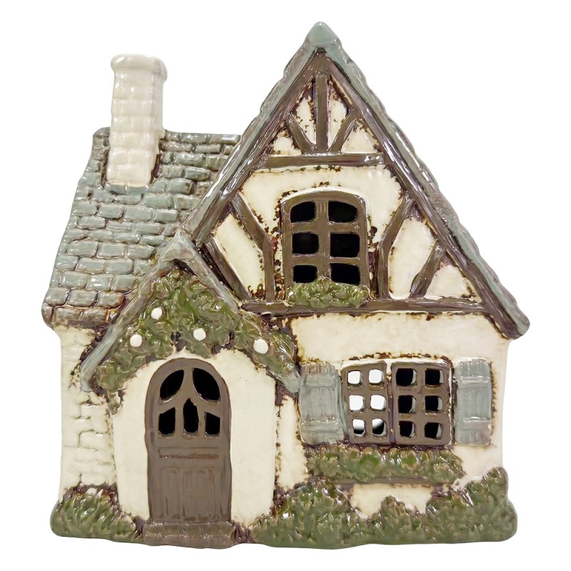 Clayre & Eef Tealight Holder House White Ceramic