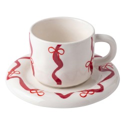 Clayre & Eef Tazza e piattino Bianco Ceramica