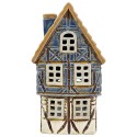Clayre & Eef Teelichthalter Haus Blau Keramik
