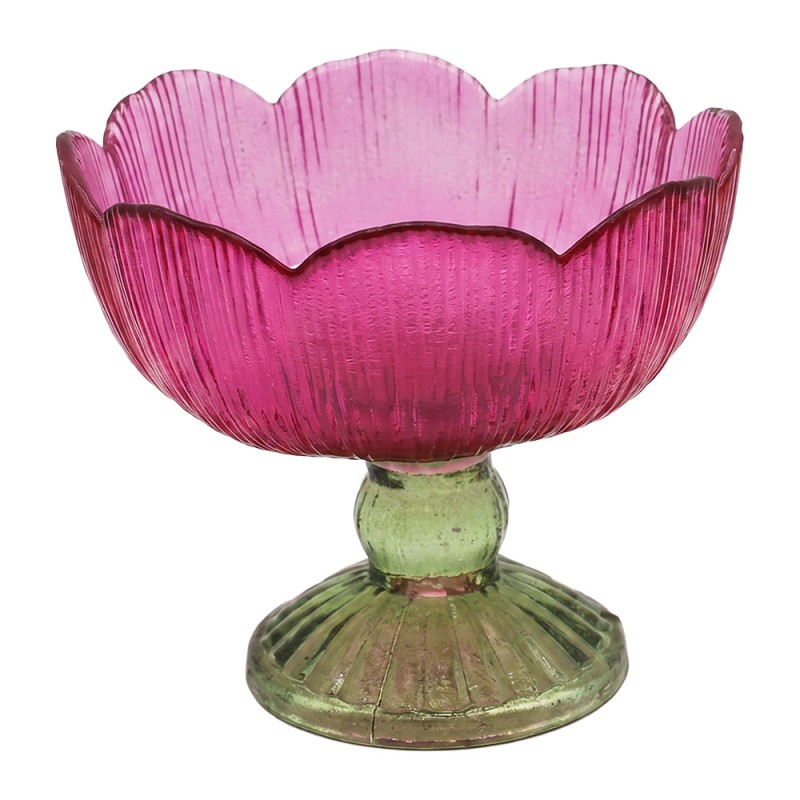 Clayre & Eef Porte-bougie Rose Verre