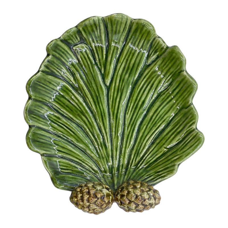 Clayre & Eef Scodella decorativa Foglia Verde Ceramica