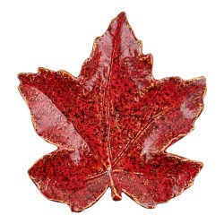 Clayre & Eef Decoratie schaal Blad Rood Keramiek