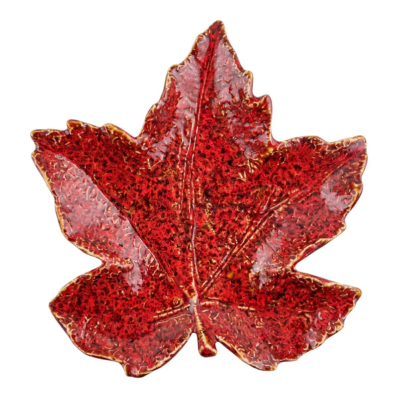 Clayre & Eef Scodella decorativa Foglia Rosso Ceramica