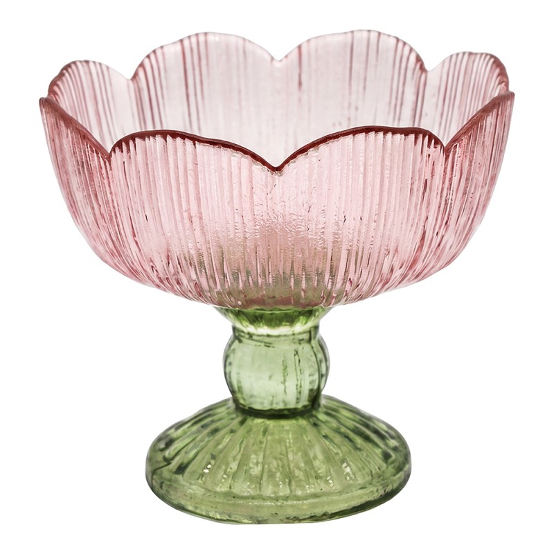 Clayre & Eef Teelichthalter Rosa Glas
