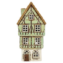 Clayre & Eef Teelichthalter Haus Grün Keramik