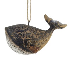 Clayre & Eef Decorazione pendente Balena Nero Legno