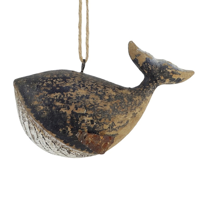 Clayre & Eef Decorazione pendente Balena Nero Legno