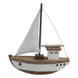 Clayre & Eef Dekorationsmodell Boot Weiß Holz