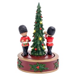 Clayre & Eef Décoration de Noël avec lumières LED et musique Vert Plastique