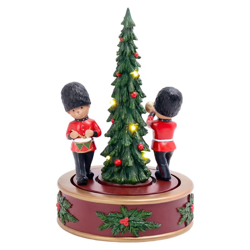 Clayre & Eef Décoration de Noël avec lumières LED et musique Vert Plastique