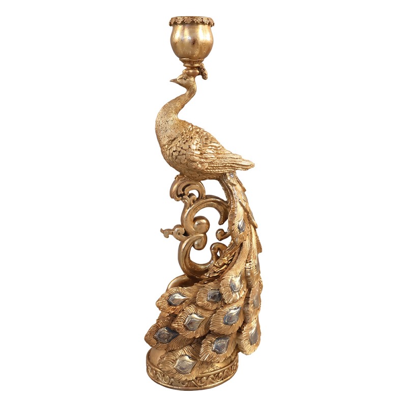 Clayre & Eef Candle holder Peacock Gold colored Plastic