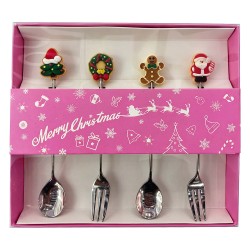 Clayre & Eef Dessertbesteck SET 4 Silberfarbig Metall Weihnachten