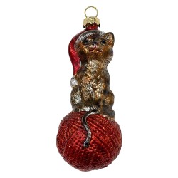 Clayre & Eef Christmas Ornament Cat Brown Plastic