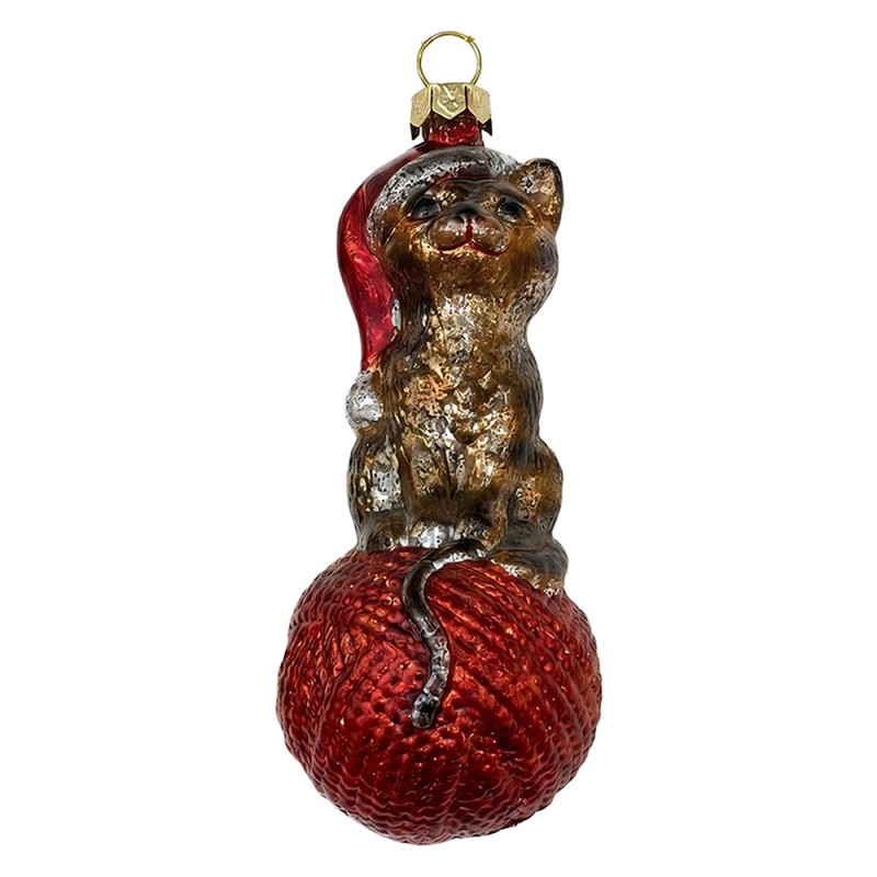 Clayre & Eef Christmas Ornament Cat Brown Plastic