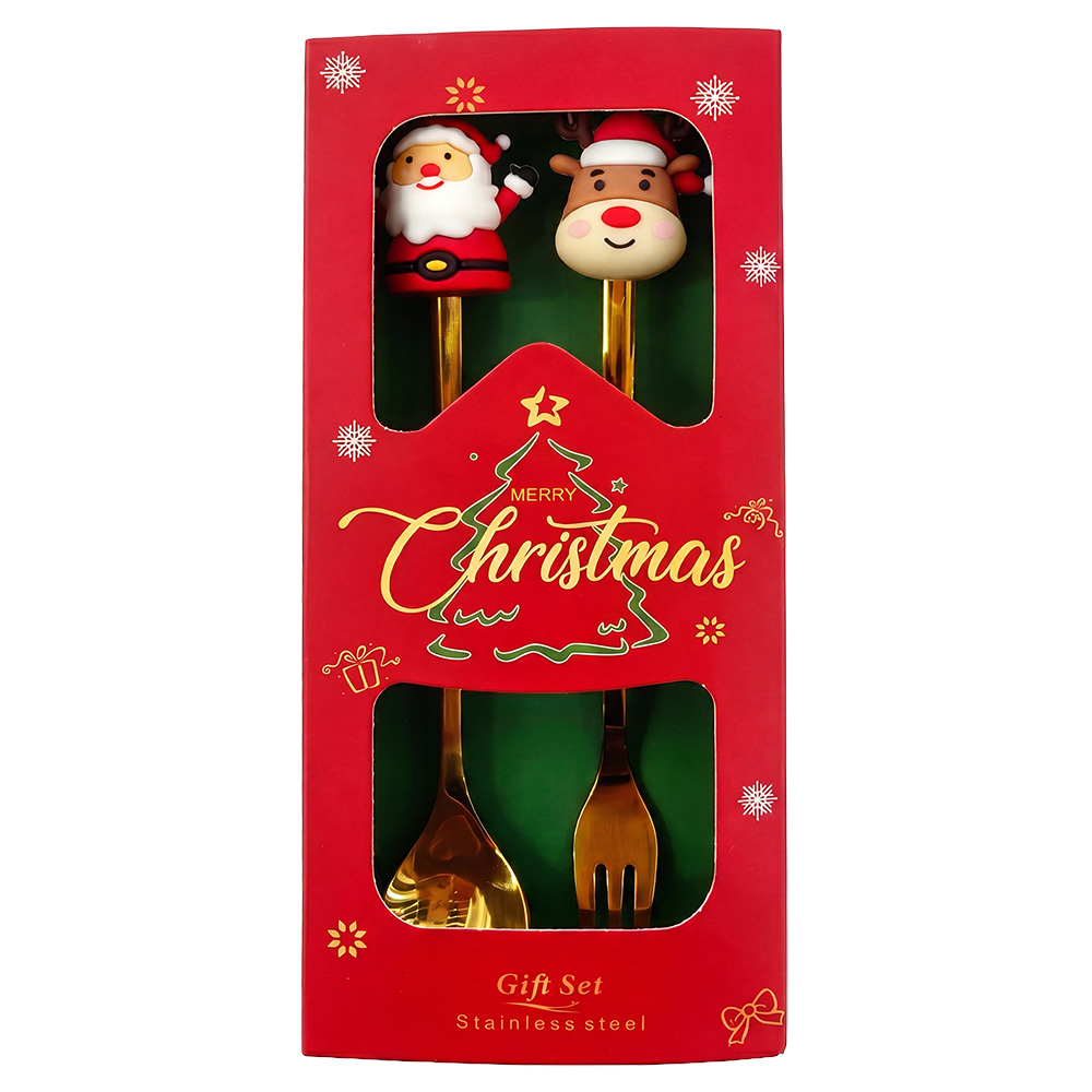 Clayre & Eef Dessert Bestek SET 2 Goudkleurig Metaal Kerst afbeelding
