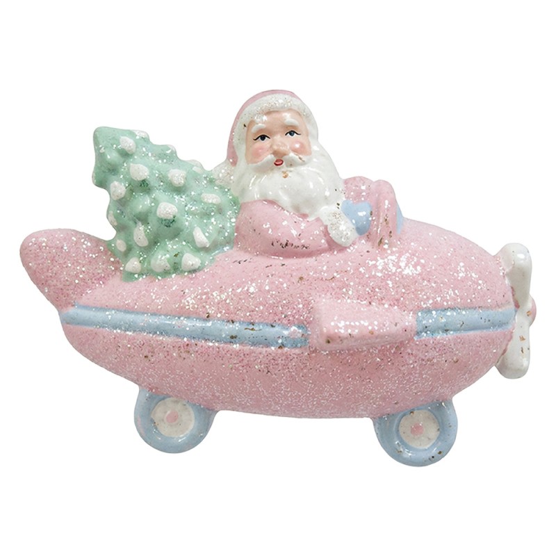 Clayre & Eef Weihnachtsanhänger Weihnachtsmann Rosa Kunststoff