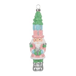Clayre & Eef Weihnachtsanhänger Weihnachtsmann Rosa Kunststoff