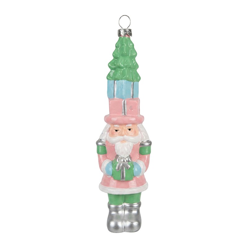 Clayre & Eef Weihnachtsanhänger Weihnachtsmann Rosa Kunststoff