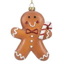 Clayre & Eef Weihnachtsanhänger Pfefferkuchenmann Braun Kunststoff