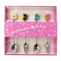 Clayre & Eef Couverts à dessert SET 4 Couleur argent Métal Noël