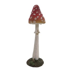 Clayre & Eef Decoratie Beeld Paddenstoel Rood Kunststof
