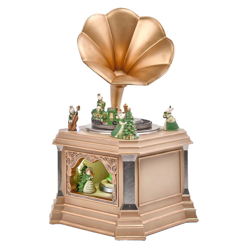 Clayre & Eef Muziekdoosje LED Beige Kunststof