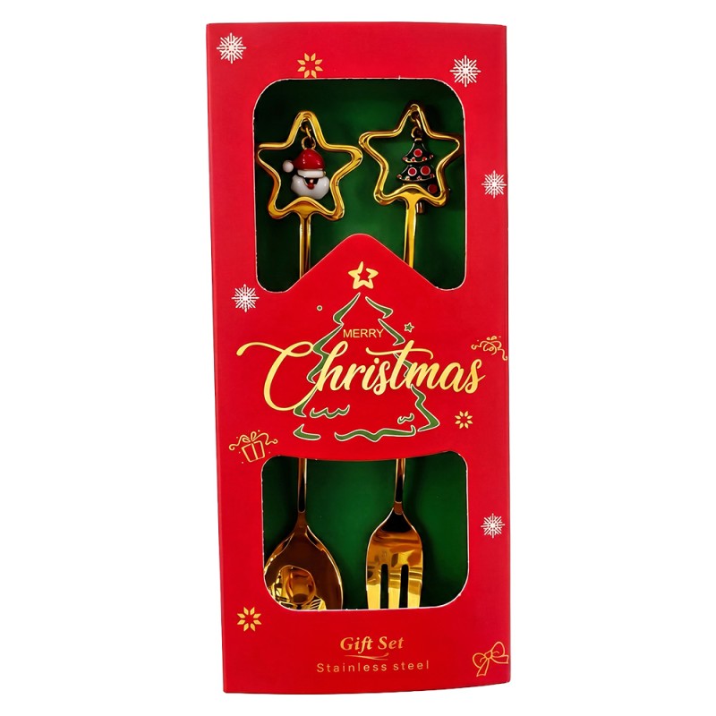 Clayre & Eef Dessertbesteck SET 2 Goldfarbig Metall