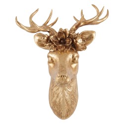 Clayre & Eef Decorazione murale Cervo Color oro Plastica