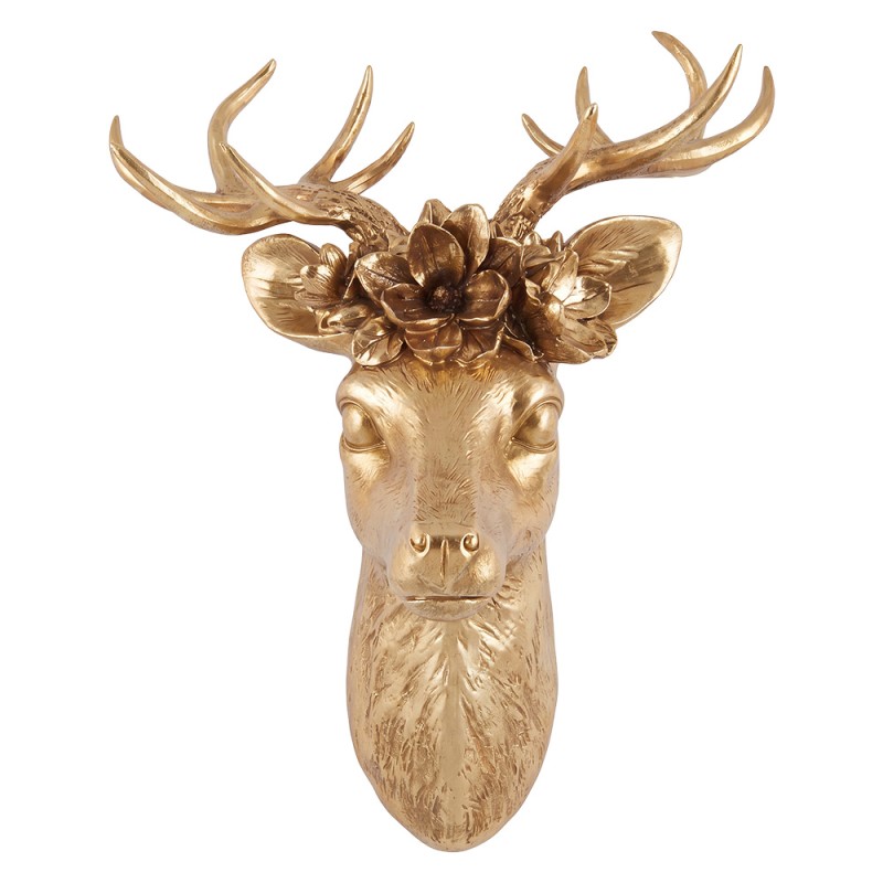 Clayre & Eef Decorazione murale Cervo Color oro Plastica