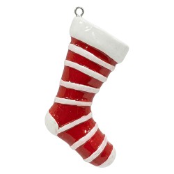 Clayre & Eef Weihnachtsanhänger Weihnachtsstrumpf Weiß Kunststoff