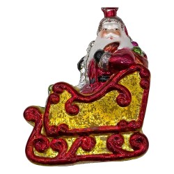 Clayre & Eef Christmas Ornament Sled Gold colored Plastic
