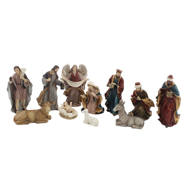 Clayre & Eef Decorazione di Natalizie Presepe Beige Plastica