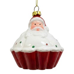 Clayre & Eef Weihnachtsanhänger Weihnachtsmann Weiß Kunststoff