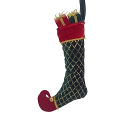 Clayre & Eef Weihnachtsdekorationsfigur Weihnachtsstrumpf 23x7x32 cm Grün Synthetisch